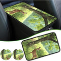 Universal Auto Center Console Pad and 2Pcs Car Coasters Set, Anti Slip Soft Neoprene Car Armrest Seat Box Cover Protector Universal Fit - Car Interior Accessories, Pampas Deer - color: 492