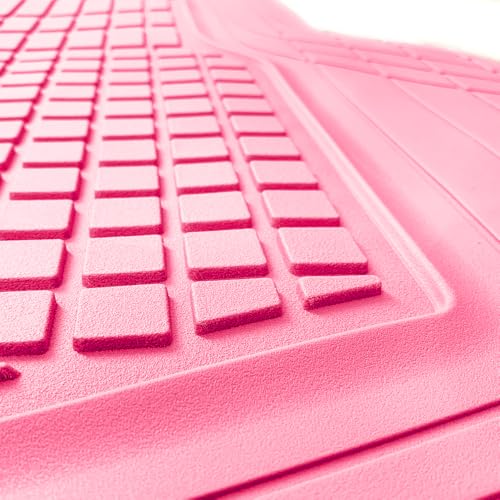 MotorTrend FlexTough Rear Cargo Mat – Heavy-Duty Trimmable Rubber Trunk Mat, Universal All-Weather Cargo Liner for Cars, SUVs & Trucks, Flexible Non-Slip Automotive Floor (Pink)