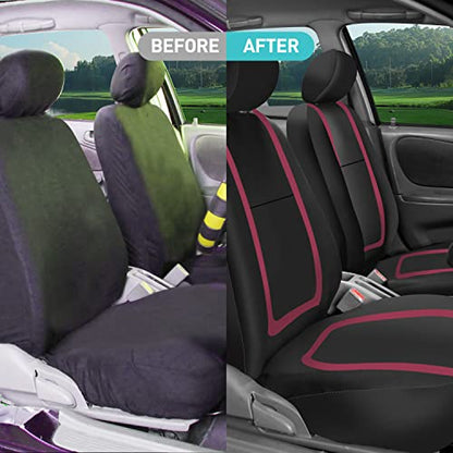 FH Group Car Seat Covers Full Set Cloth - Universal Fit Automotive Seat Covers, Low Back Front Seat Covers, Solid Back Seat Cover, Washable Car Seat Cover for SUV, Sedan and Van Burgundy - color: Burgundy, size: Full Set