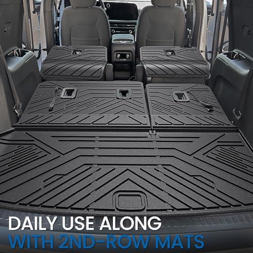 Cargo Mat Backrest Mats for 2024-2026 Chevy Traverse & 2024-2026 GMC Acadia & 2025 2026 Buick Enclave, Fit Both 7 & 8 Seats, All Weather TPE Cargo Liner Trunk Mat Car Accessories