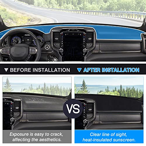 Autorder Dashboard Cover Mat for 2019-2023 2024 2025 2026 Dodge Ram 1500 2500 3500 Accessories Dash Cover Flannel Dash Mat Sunshade Glare UV Rays Protector Black - size: 2019-2026 Dodge Ram