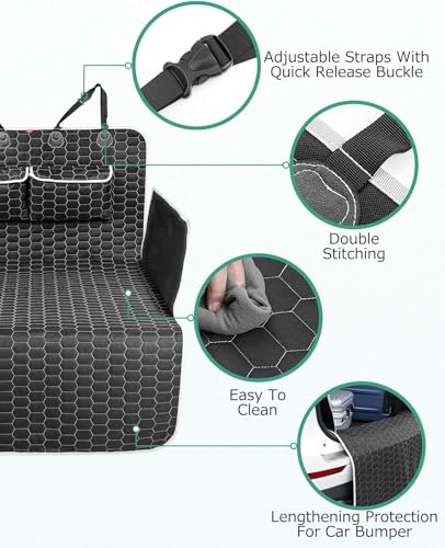 Oasser Cargo Liner for Dogs Trunk Cover, Waterproof Cargo Cover Pet Trunk Mat with Side Flaps & Bumper Protector 2 Large Pockets Nonslip Durable Soft for SUVs Sedans Vans (40.5'' x 72.8'') - size: L (40.5 x 72.8 inch)