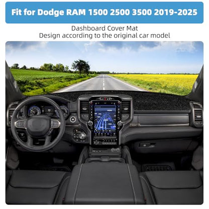 Dash Cover Mat for Dodge RAM 1500 2500 3500 2019 2020 2021 2022 2023 2024 2025 Non-Slip Dashboard Cover Mat Sunshade UV Rays Protector Interior Accessories - size: Compatible with RAM 2019-2025
