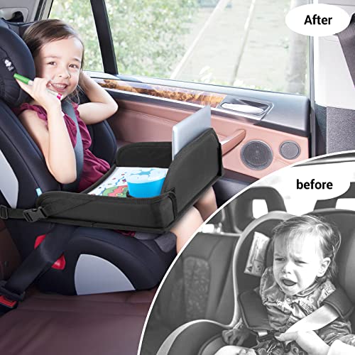 COOLBEBE Kids Travel Tray for Toddler Car Seat, Travel Tray for Airplane, Toddler Car Seat Lap Tray, Carseat Table Tray for Kids Travel Activities (Black -2PCS) - color: Black -2PCS
