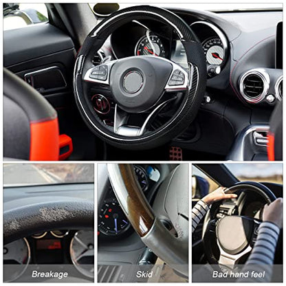 Universal Steering Wheel Cover - Microfiber Leather, 15 Inch, Anti-Slip, Breathable, Odorless Car Steering Wheel Protector, SUV Accessory (Bright Black) - color: Bright Black