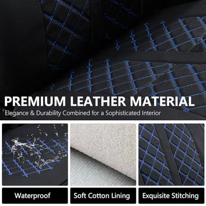 Truckiipa Tacoma Leather Seat Covers Front Pickup Truck Seat Covers Custom Fit for 2005-2015 Toyota Tacoma Double Crew Cab, Front Pair, Black&Blue - color: Front Pair/Black&Blue, size: Tacoma 2005-2015