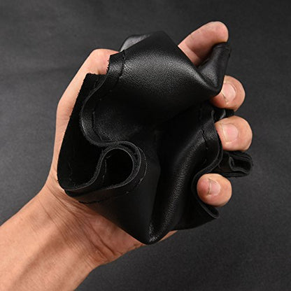 Top Genuine Leather Steering Wheel Cover Universal 15 Inch with Anti-Slip Design and Soft Padding,Steering Wheel Stitch on Wrap - color: black