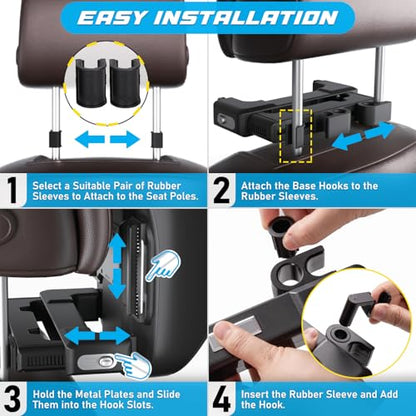 Spurtar Car Neck Pillow Height Adjustable Memory Foam Travel Pillow Headrest for Adults Neck Comfort Pain Relief While Driving Travel - Only Fit for Poles Distance 1.1" - 3.9" - Not for Children