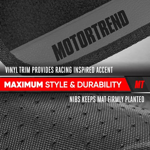 Motor Trend SpeedSeries Carpet Car Floor Mats Set - Universal Fit for Cars, Trucks, SUVs, Vans Grey Trim Racing Design Car Mats Full Set Tapetes para Carro - Set of 4, Black & Gray Car Carpet Mats - color: Gray