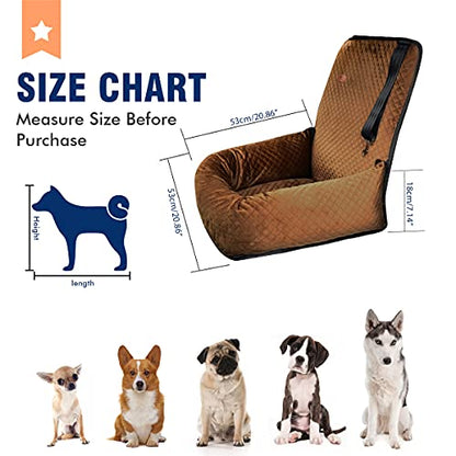 Dog Car Seat Pet Booster Seat Pet Travel Safety Car Seat,The Dog seat Made of Materials is Safe and Comfortable, and can be Disassembled for Easy Cleaning (Brown) - color: Brown