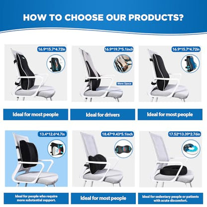 Lumbar Support Pillow for Office Chair Car, Gaming Chair Lower Back Pain Relief Memory Foam Cushion with 3D Mesh Cover Ergonomic Orthopedic Back Rest Lower Back Support
