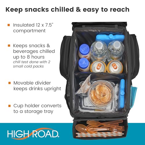 High Road CarHop Car Caddy Organizer with Road Trip Cooler, Car Cup Holder Bin, Sturdy Snack and Play Lid and 6 Organization and Storage Pockets, Starry Night - color: Stars