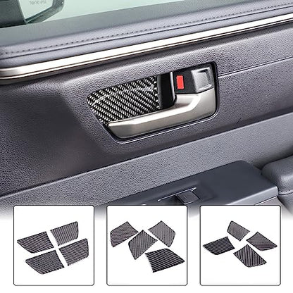 Toyota Tundra/Sequoia 2022-2024 Non-Marking Car Door Bowl Protector - Real Carbon Fiber 3D Sticker, Scratch Protective Film - size: Inner Door Handle Bowl Sticker