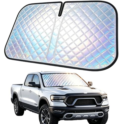 Foldable Windshield Sunshade for 2019-2026 Ram 1500 | Heavy Duty 5-Layer Laser Reflective Truck Sun Shade | UV Protection Heat Shield Front Window Cover | Keeps Interior Cool & Protects Dashboard - size: for 2019-2026 RAM 1500