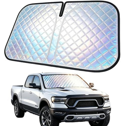 Foldable Windshield Sunshade for 2019-2026 Ram 1500 | Heavy Duty 5-Layer Laser Reflective Truck Sun Shade | UV Protection Heat Shield Front Window Cover | Keeps Interior Cool & Protects Dashboard - size: for 2019-2026 RAM 1500