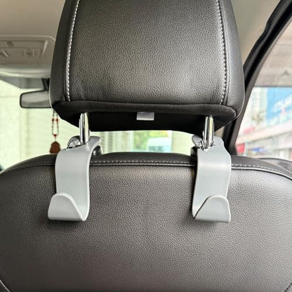 4-Pack 360° Rotating Car Seat Headrest Hook 4 Pack Hanger Universal Vehicle Car Storage Organizer for Handbag Purse Coat with Clip Gray - color: Gray