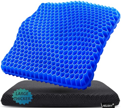 Gel Seat Cushion for Long Sitting Pressure Relief (Super Large & Thick) - Non-Slip Gel Chair Cushions for Back,Sciatica,Tailbone Pain Relief - Seat Cushion for Office Desk Chair,Car Seat,Wheelchair - color: Blue, size: Thick Large - 17×17×1.7 inches