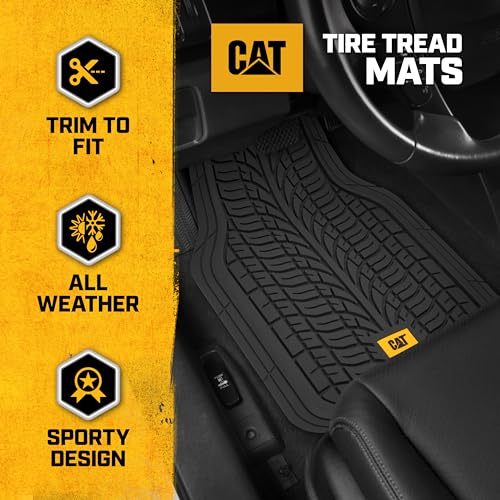 Cat® ToughTread™ Front & Rear Full Set of Floor Mats for Cars - All-Weather Heavy-Duty Trimmable Universal Fit Rubber Mat Truck & Car Accessories - Automotive Floor Mats for SUVs Car Interior - style: ToughTread Tire