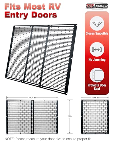 RV Screen Door Protector Heavy Duty Camper Screen Door Guard w/Screw Mount Powder-Coated Pet-Resistant Mesh Prevents Dogs Scratching, Screen Protector for RV Entry Doors (Patent Design)