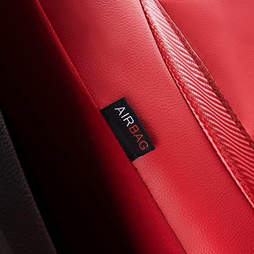 Flying Banner car seat Covers Protects Water Proof Faux Leather Carbon Fiber Fronts Rear Bench Covers (Red Red, Full Set - 8PCS) - color: Red Red, size: Full Set -- 8PCS