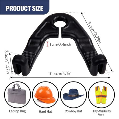 2Pack Hard Hat Holder for Truck Seat, Universal Hard Hat Hanger & Headrest Hook for Car/Truck, Seat Back Organizer for Hard Hats, Safety Vests, Bags & Gear, Durable Hard Hat Buddy Accessory