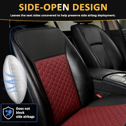 Black Panther Car Seat Cover, Luxury Car Protector, Anti-Slip Driver Seat Cover with Partial Backrest Coverage (Middle Part Only), Honeycomb Pattern Embroidery (1Piece, Black+Burgundy) - color: Honeycomb Pattern - 1Piece Black+Burgundy