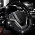 Steering Wheel Cover for Women Men Bling Bling Crystal Diamond Sparkling Car SUV Wheel Protector Universal Fit 15 Inch (Black with Black Diamond, Standard Size(14" 1/2-15" 1/4))