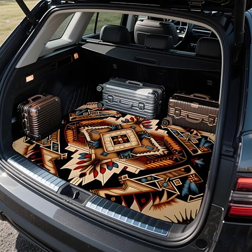 Universal Car Trunk Mat 29" x 39", Retro Bohemian Style All Weather Trunk Protection Cargo Liner, Durable Cargo Mat Rear Trunk Liner, Stylish Vehicle Interior Accessories Suitable for Most Car Models - color: Retro Bohemian Style