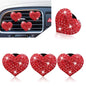 4 PCS Bling Car Air Conditioning Vents Decoration Clip, Cute Heart-shaped Diamond-encrusted Shiny Accessories for Women, Non-destructive Clip-on Installation, Universal for Most Cars (Red)