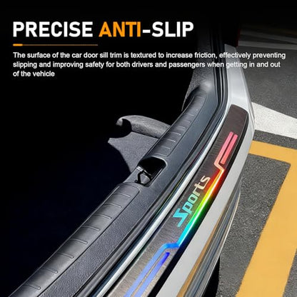 5 PCS Car Door Sill Protector, Anti-Scratch Rear Trunk Bumper Strip, Laser Car Door Edge Guards, Waterproof Threshold Trim Stickers, Universal for Cars Trucks SUVs (Black)