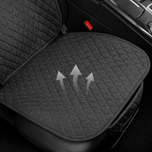 2 Pack Linen Front Car Seat Covers for Cars, Breathable Linen Car Seat Protector Fit Four Seasons, Non-Slip Car Seat Pad for Most Vehicles (2Pack Dark Grey)