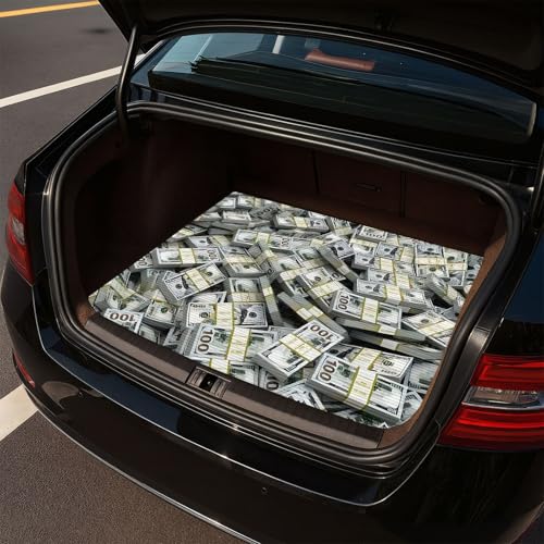 Universal Car Trunk Mat 29" x 39", Banknote Pattern All Weather Trunk Protection Cargo Liner, Durable Cargo Mat Rear Trunk Liner,Stylish Vehicle Interior Accessories Suitable for Most Car Models - color: Banknote Pattern