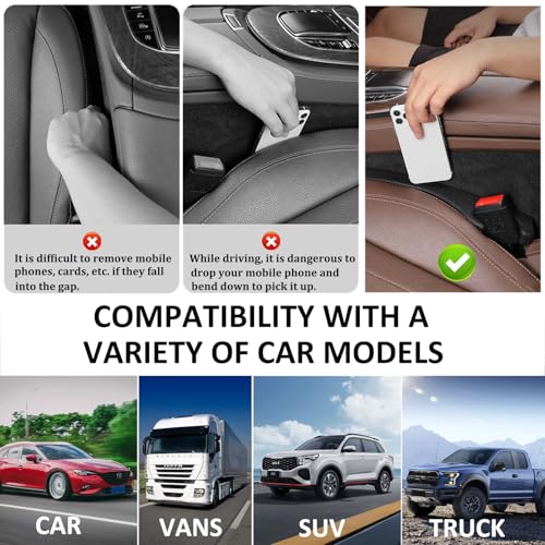 Car Seat Gap Filler 2 Pack,Universal Fit Car Seat Gap Stopper to Fill The Gap Between Seat and Console,Car Accessories Interior Prevent Stop Cellphone Wallet Keys Coins and Card from Dropping - color: Black