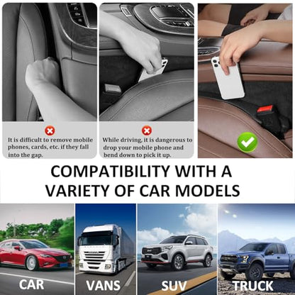 Car Seat Gap Filler 2 Pack,Universal Fit Car Seat Gap Stopper to Fill The Gap Between Seat and Console,Car Accessories Interior Prevent Stop Cellphone Wallet Keys Coins and Card from Dropping - color: Black