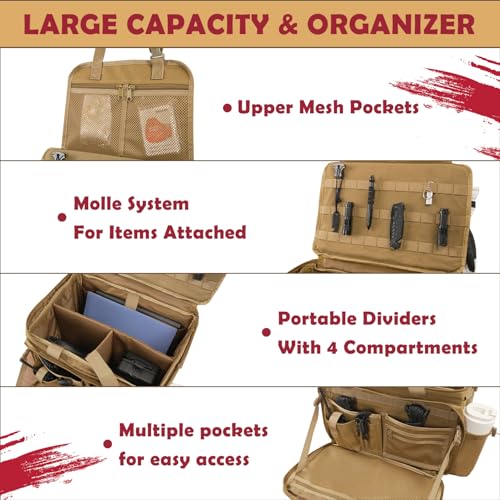 SCAVATA Patrol Bag Law Enforcement, Police Gear Car Front Seat Vehicle Organizer Bags with MOLLE System (Khaki) - color: Khaki