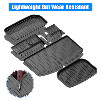 Truck Trunk Mat Set for Model Y 2020-2024, MERXENG Car Trunk Protector All-Weather Rear Cargo Area Mat Storage Box Mat & 3rd Row Protective Floor Mat for Model Y 2020-2025 7-Seat - size: for Model Y Set 2020-2024