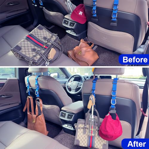 Car Headrest Hooks, Backseat Storage Organizer Hangers, Universal Vehicle Seat Back Hooks, 4 Pack (darkblue) - color: darkblue