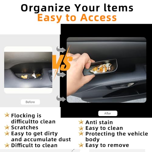 Car Door Handle Pocket Organizer for Lexus RX 2023 2024 2025 2026 Accessories Car Pocket Organizer Front Rear Door Grab Inner Tray Box (4PCS Black TPE Storage Box-4 Door) (Black)