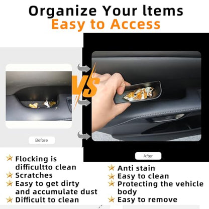 Car Door Handle Pocket Organizer for Lexus RX 2023 2024 2025 2026 Accessories Car Pocket Organizer Front Rear Door Grab Inner Tray Box (4PCS Black TPE Storage Box-4 Door) (Black)