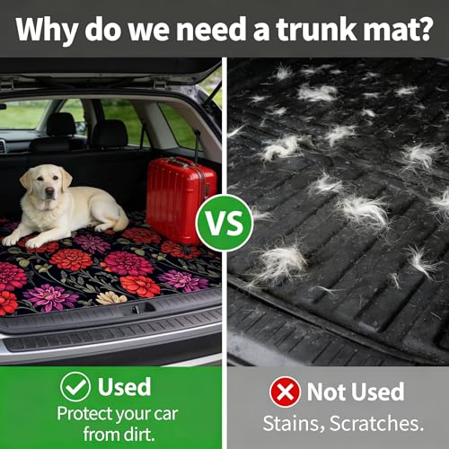 Car Trunk Mat - Universal Size 29" x 39", Floral Pattern Cargo Liner, Car Accessory for SUVs/Sedan/Wagons, Durable Protective Mat, Trunk Liner for Families/Travel Enthusiasts (Flowers-1) - style: flowers-1