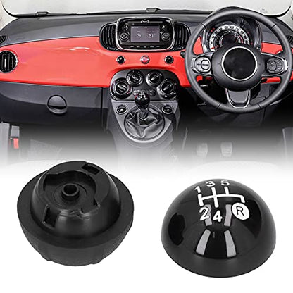 Gear Shift, Gear Shift Shifter Knob with Decorative Cover Replacement Kit Fit for 500 500C 2007?2018 LHD RHD Shift Lever Trim 5 Speed