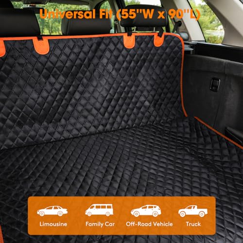 SUV Cargo Liner for Dogs, Waterproof Cargo Liner for SUV, Pet Dog Cargo Cover Mat with Bumper Flap Protector, Nonslip Car Trunk Mat for Sedans Vans, Universal Fit (90" L x 55" W)