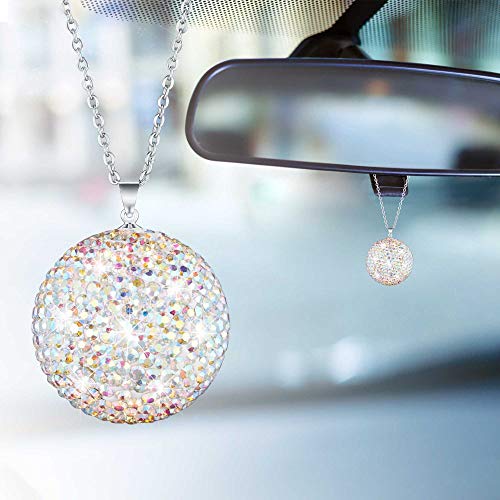 WINKA Bling Crystal Ball for Car Rear View Mirror Decoration, Rhinestone Hanging Ornament for Home Decor Charm Crystal Pendant Bling Car Accessories for Girl (Colorful) - color: Colorfur