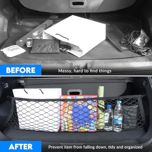 MARCHFA Car Rear Trunk Cargo Net Compatible for 2024 2025 2026 Subaru Impreza Crosstrek Accessories Cargo Storage Organizer Mesh Net