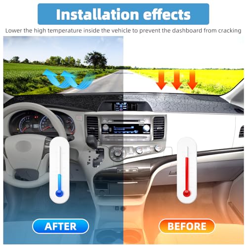 Dash Cover Mat Compatible with Toyota Sienna 2011-2014 Non-Slip Dashboard Cover Mat Sunshade UV Rays Protector Interior Accessories - size: Sienna 2011-2014