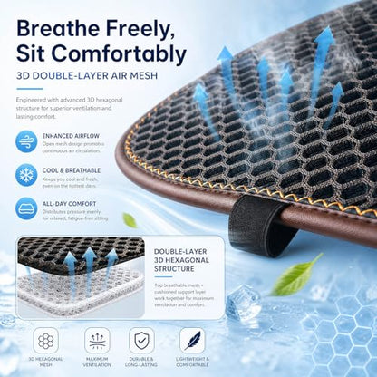 Summer 3D Air Big Mesh Car Seat Cushion Pad,Universal Fit Cooling Breathable and Vent Mesh Car Seat Cushions Cover for Truck SUV Pikup Sedan Accessories 1PCS (Black) - color: Black