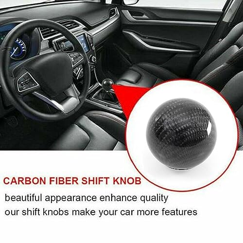 MUGE Racing Fabric Shift Boot with Round Ball Carbon Fiber Shift Knob,Universal Shift Boot Cover with Weighted Shift Knob (Style 1)