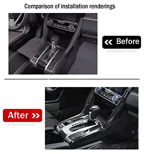Car Accessories Fit for Honda Civic 10th Gen 2016 2017 2018 2019 2020 2021 Interior Side Gear Shift Panel Strips Cover Trim Decals (Carbon Fiber Style) ABS 2 PCS - color: Carbon Fiber Style