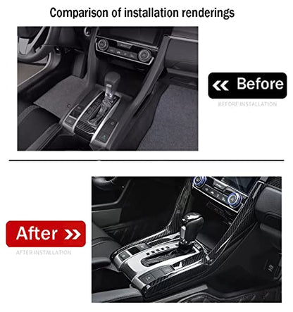 Car Accessories Fit for Honda Civic 10th Gen 2016 2017 2018 2019 2020 2021 Interior Side Gear Shift Panel Strips Cover Trim Decals (Carbon Fiber Style) ABS 2 PCS - color: Carbon Fiber Style