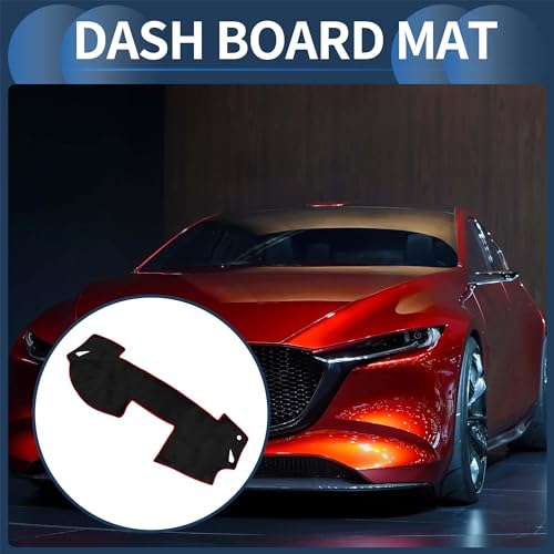 Dash Cover, Center Console Non-Slip Dashboard Carpet Mat for Mazda 6 2009-2012 Flannel Black Red,1Pc